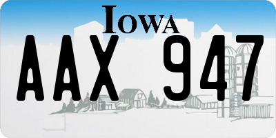 IA license plate AAX947