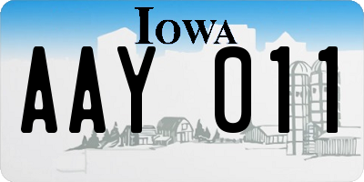 IA license plate AAY011