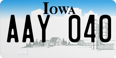IA license plate AAY040