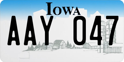 IA license plate AAY047