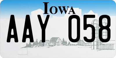 IA license plate AAY058