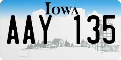 IA license plate AAY135