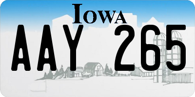 IA license plate AAY265