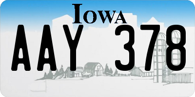 IA license plate AAY378