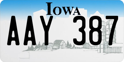 IA license plate AAY387