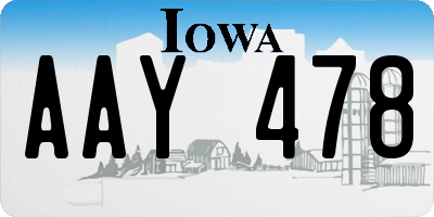 IA license plate AAY478
