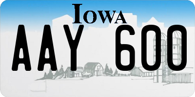 IA license plate AAY600