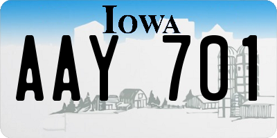 IA license plate AAY701