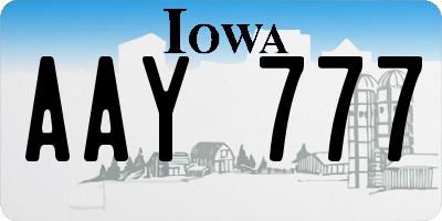 IA license plate AAY777