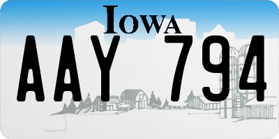 IA license plate AAY794