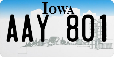 IA license plate AAY801