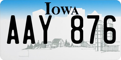 IA license plate AAY876