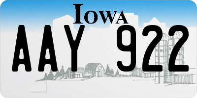 IA license plate AAY922