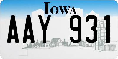 IA license plate AAY931