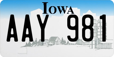 IA license plate AAY981