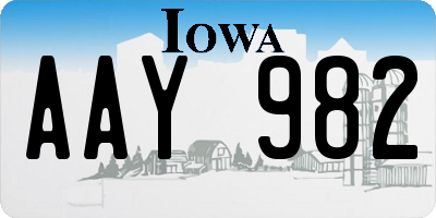 IA license plate AAY982