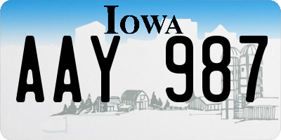 IA license plate AAY987