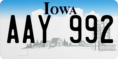 IA license plate AAY992