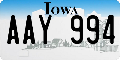 IA license plate AAY994