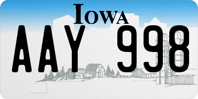 IA license plate AAY998