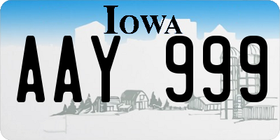 IA license plate AAY999
