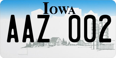 IA license plate AAZ002