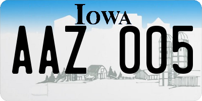 IA license plate AAZ005