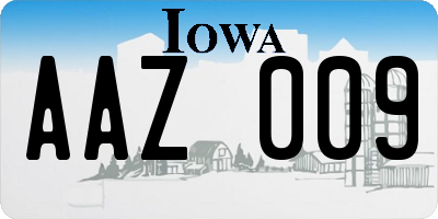 IA license plate AAZ009
