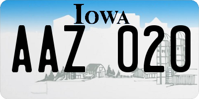 IA license plate AAZ020