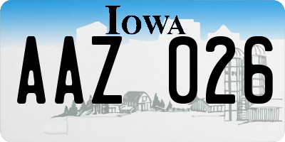IA license plate AAZ026