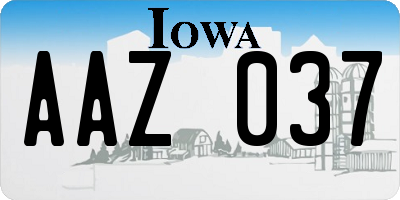 IA license plate AAZ037