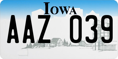 IA license plate AAZ039