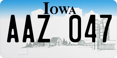 IA license plate AAZ047