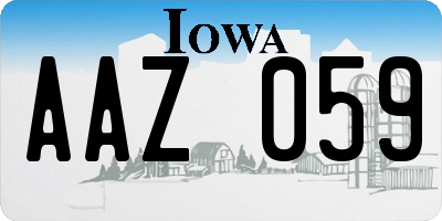 IA license plate AAZ059