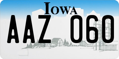 IA license plate AAZ060