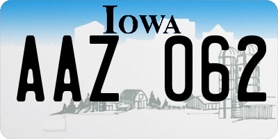 IA license plate AAZ062