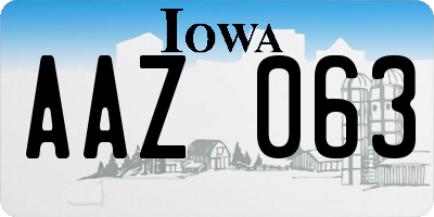 IA license plate AAZ063