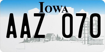 IA license plate AAZ070