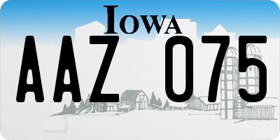 IA license plate AAZ075