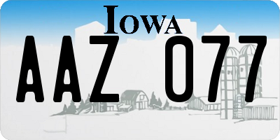 IA license plate AAZ077