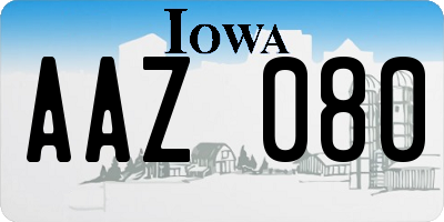 IA license plate AAZ080