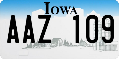 IA license plate AAZ109