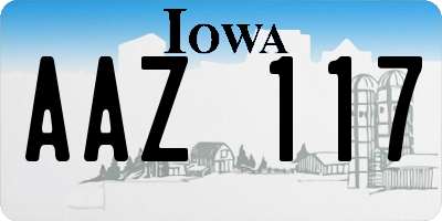 IA license plate AAZ117