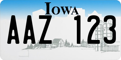 IA license plate AAZ123