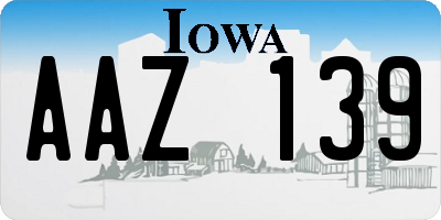 IA license plate AAZ139