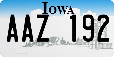 IA license plate AAZ192