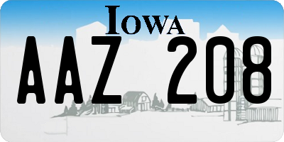IA license plate AAZ208