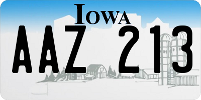 IA license plate AAZ213