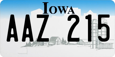 IA license plate AAZ215
