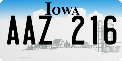 IA license plate AAZ216